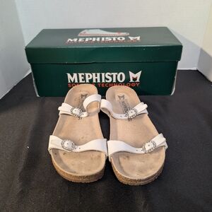 Mephisto White  Rhinestone adjustable Buckle  staps Air-Relax  Sandals - size 38